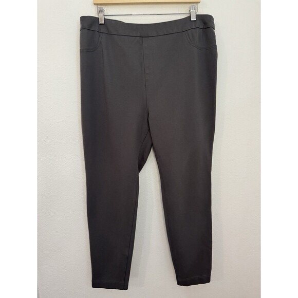 Soft Surroundings 1X Gray Pull On Stretch Ponte Knit Leggings Pants Tummy Panel - Picture 1 of 9